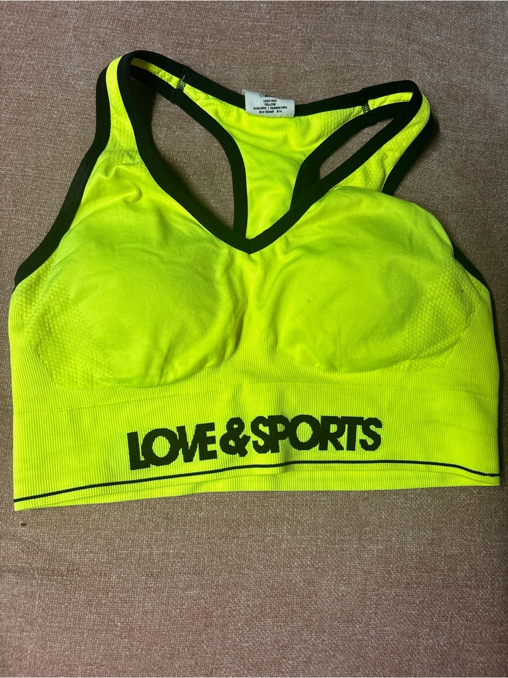 Neon Yellow Racerback Sports Bra